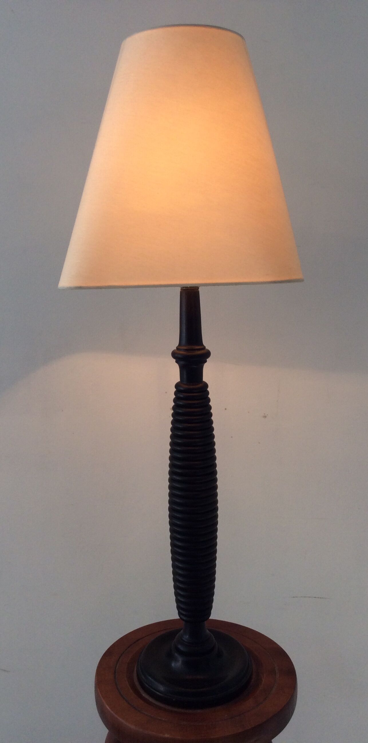 Large vintage lamp 70s wooden