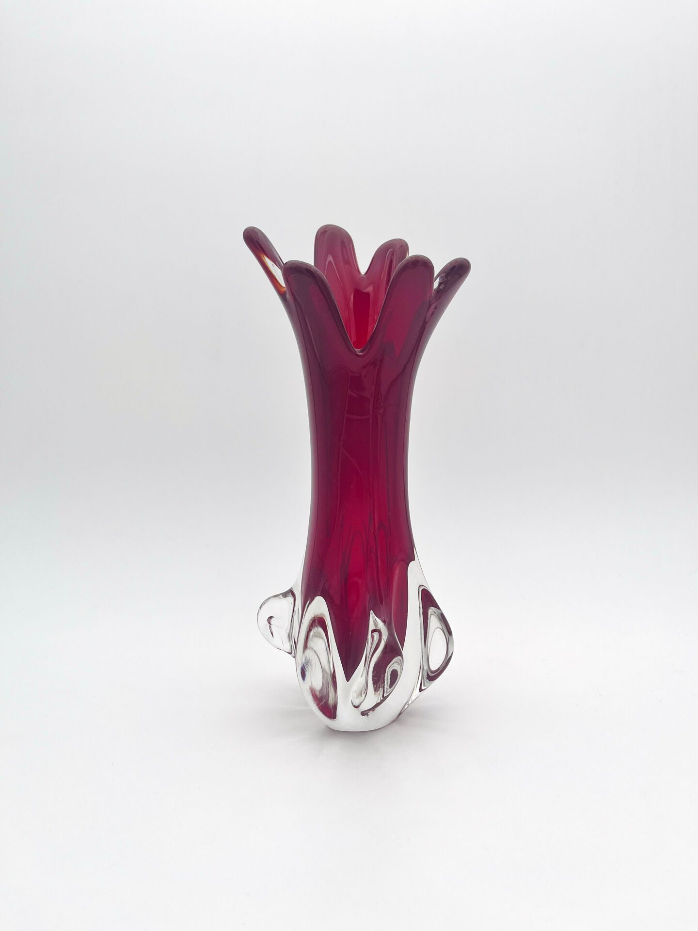 Vase Fratelli Toso Chambord Sommerso Rubis 25cm 954g Murano