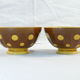 Paire de bols en faience de Sarreguemines marron pois jaune