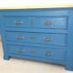 Commode ancienne bleue et dessus chêne