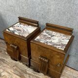 Pair of Art Deco period mahogany bedside tables circa 1930