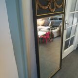 Trumeau louis XVI style mirror in black and gold stucco