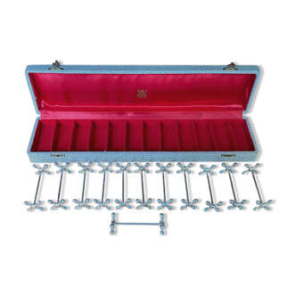 12 porte couteaux en métal argenté WMF modèle boules en coffret