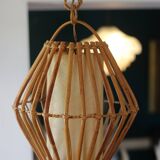 Vintage rattan pendant light, 1960s