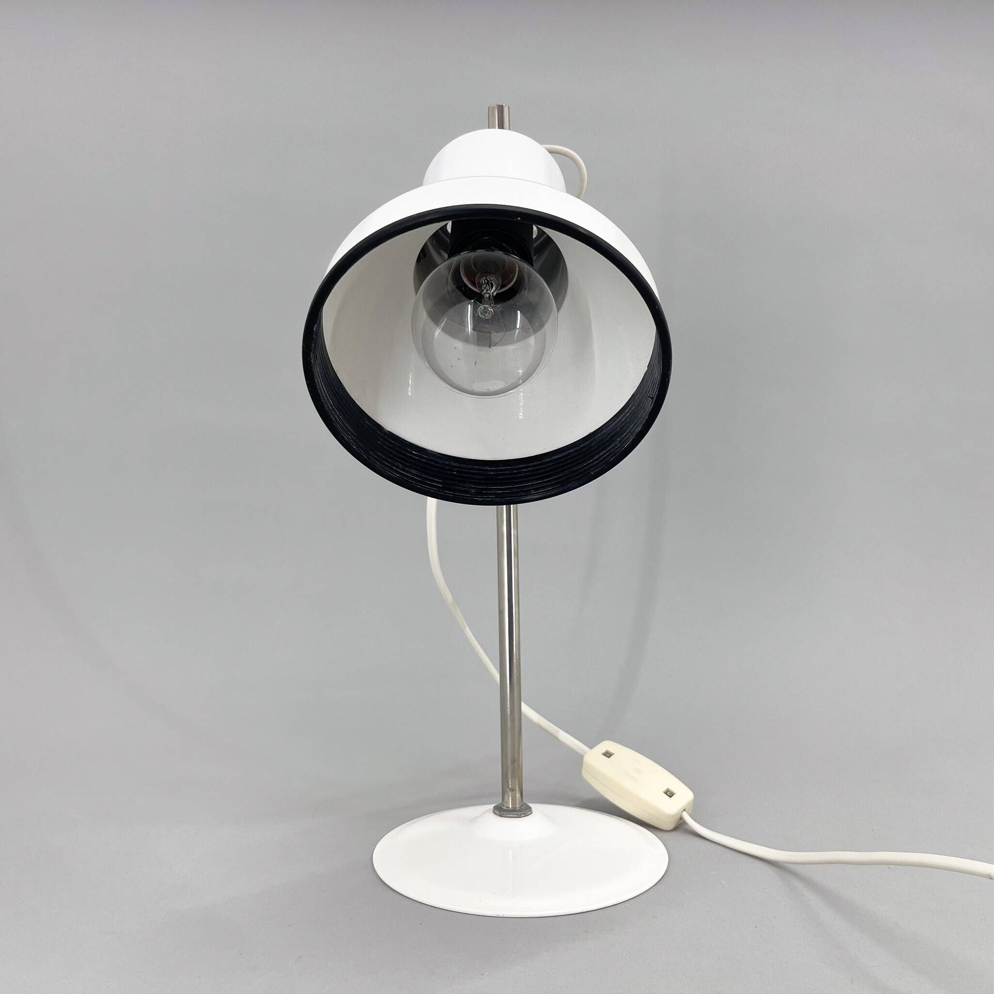 Mid-century White Metal Table Lamp, Czechoslovakia