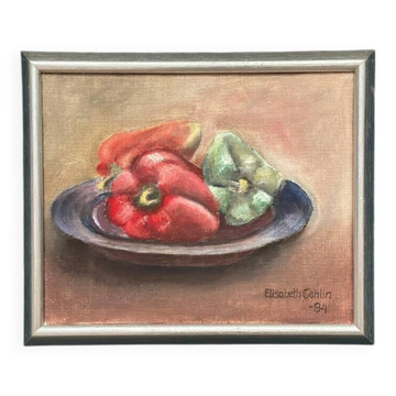 Original Swedish Oil on Canvas – "Still Life" by Elisabeth Gehlin 94 – Signed – Vintage and Framed – 31 × 26 cm (12.2" × 10.2")