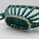 Vintage fruit basket in green enamelled woven earthenware