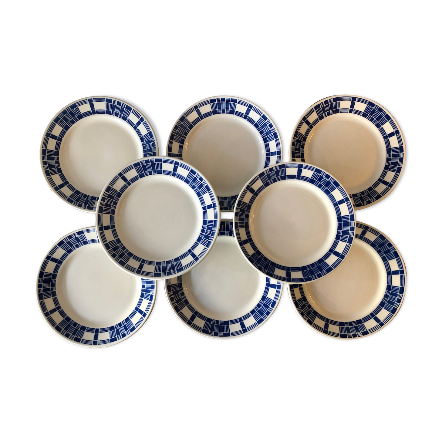 8 dessert plates made of antique earthenware