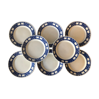 8 dessert plates made of antique earthenware