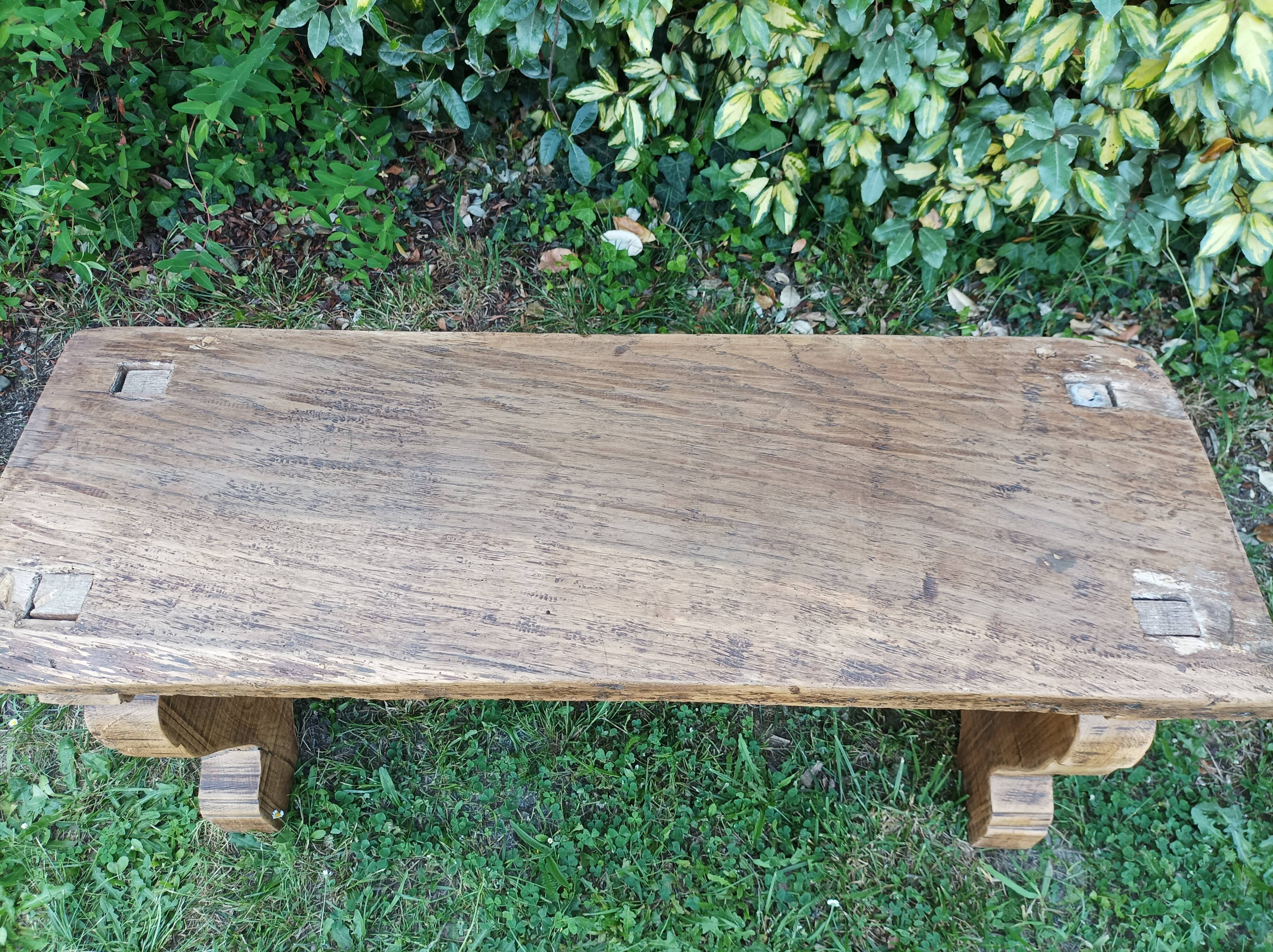 Brutalist oak bench