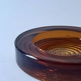 Amber pressed glass ashtray, 1970s design.