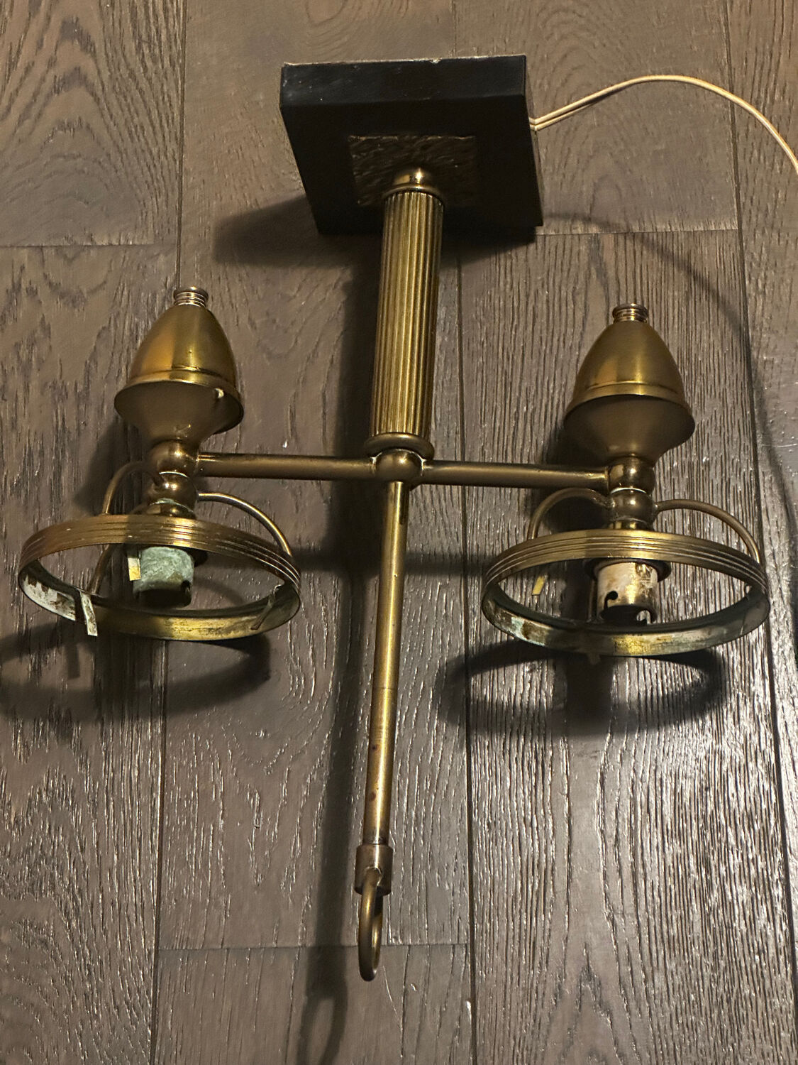 Double lamp fixture in brass, neo-classical style from the 1950s.