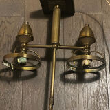 Double lamp fixture in brass, neo-classical style from the 1950s.