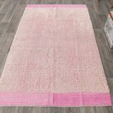 4x7 Shades Of Pink & Beige Handmade Wool Vintage Rug, 129x220Cm SK 34944