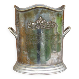 Vintage champagne bucket, silver metal champagne bucket, tableware