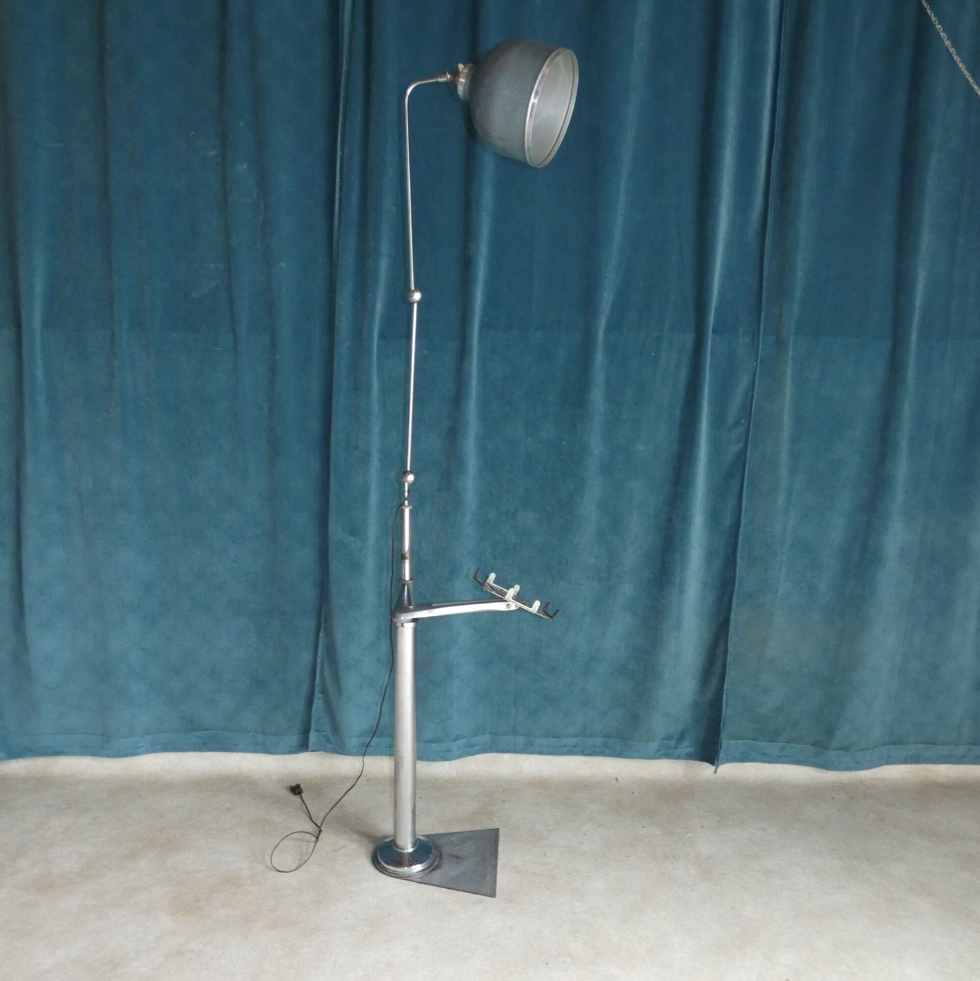 Atelier xxl industrial floor lamp with circa 1950 tablet phone holder