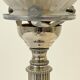 Empire chrome and opaline tulip pleated antique Art Deco bedside lamp