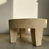 Coffee table, quadripod coffee table in solid monoxyl wood, white color D: 62.5cm