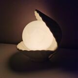 Vintage ceramic table lamp oyster with pearl, from the '80s