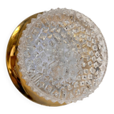 Gold colored glass ceiling or wall lamp in Hollywood style, 1970s