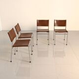 4 "SE06" brown leather chairs by Martin Visser for Spectrum 80's