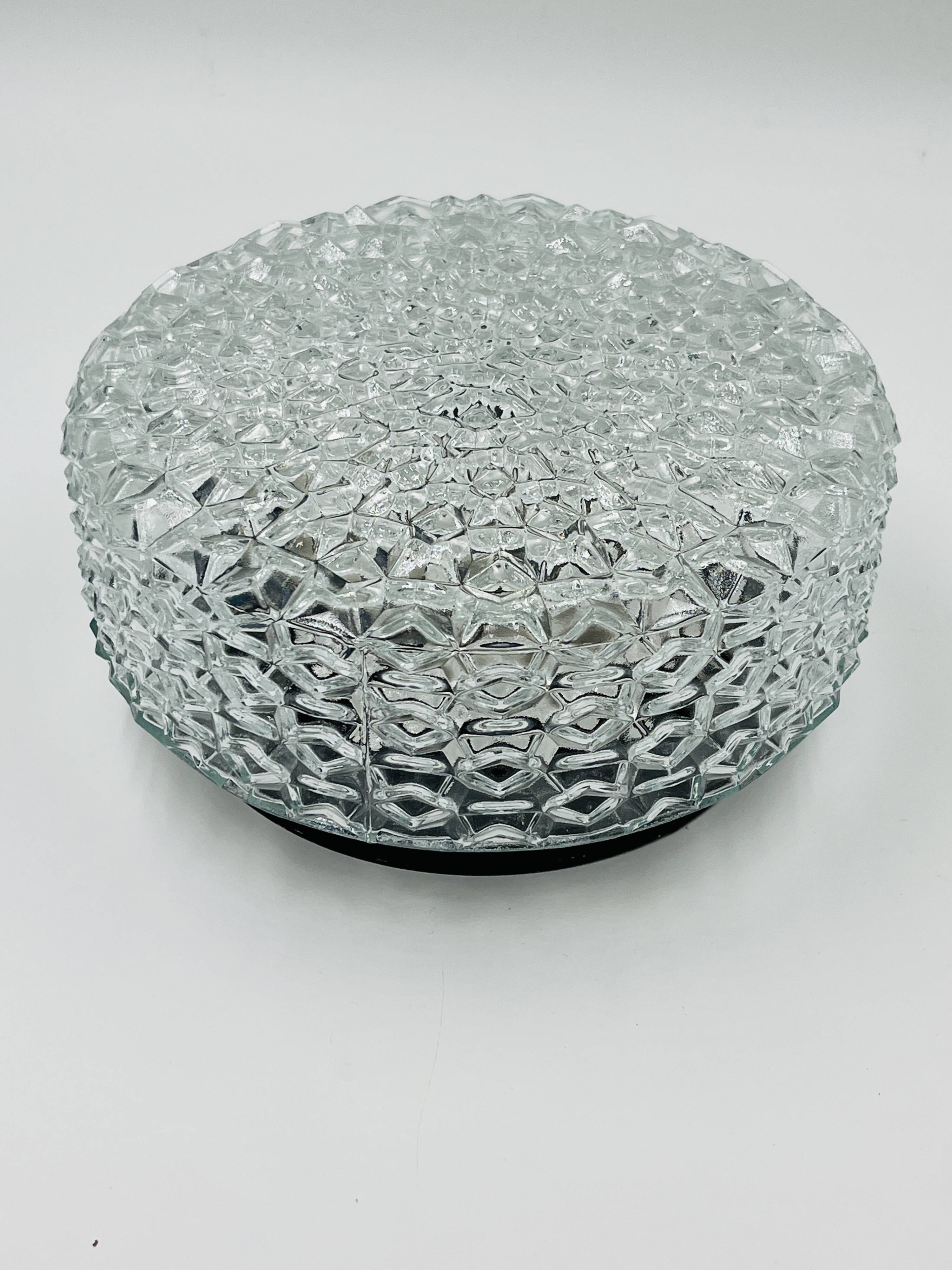 Vintage diamond point glass wall light RZB