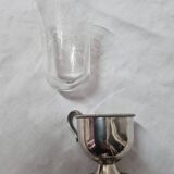 Engraved glass and glass holder early 20th century