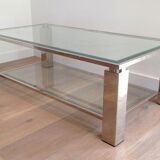 Table basse moderniste chromée. Travail français. Vers 1970