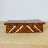 Walnut magnifying glass jewel box and mirrors