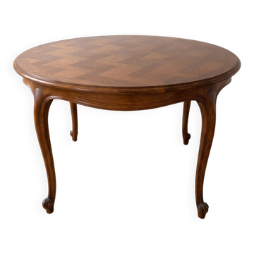 Table de salle à manger ronde extensible style Louis XV en bois