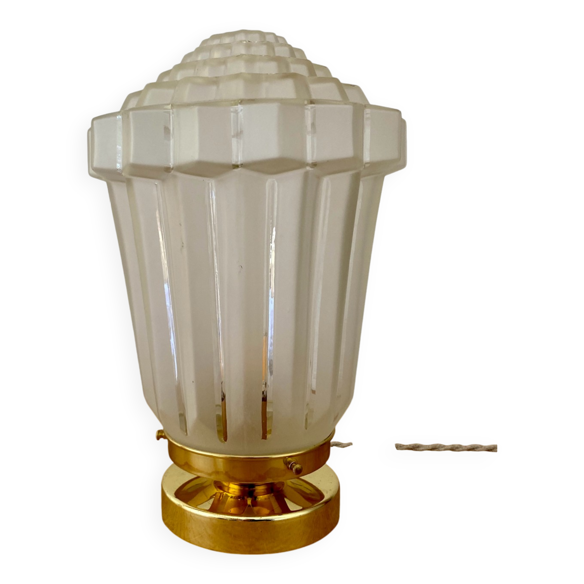 Vintage art deco globe table lamp in frosted glass