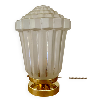 Vintage art deco globe table lamp in frosted glass