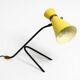 Large Mid Century Modern tripod table lamp with yellow diabolo lampshade