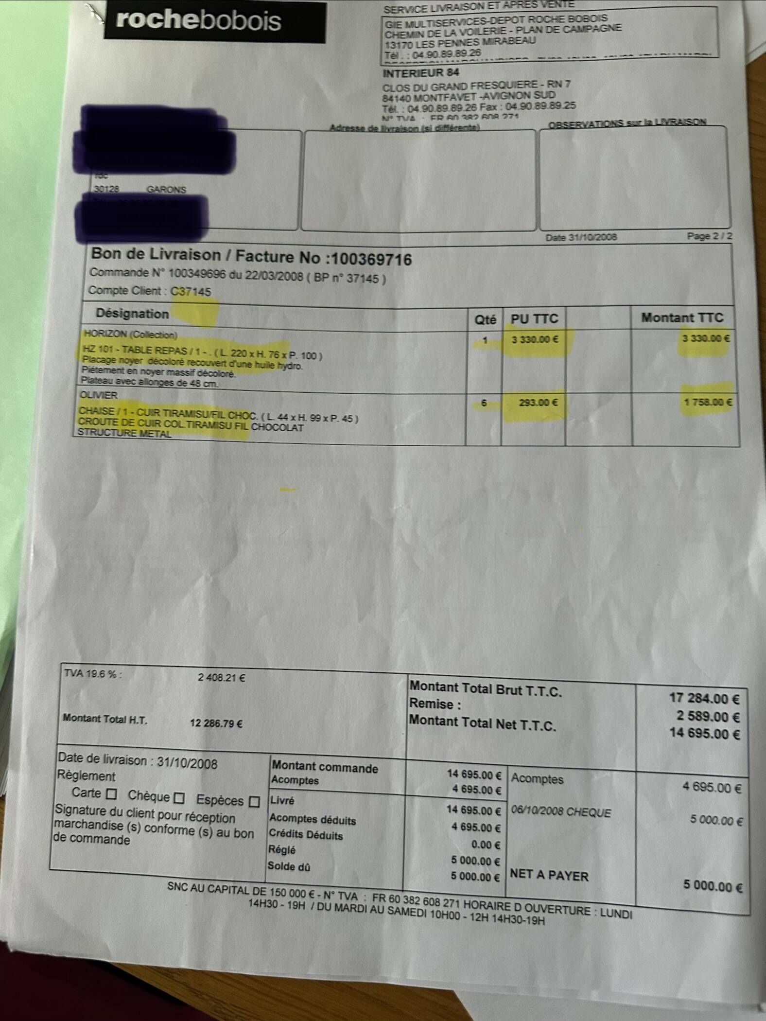 Dining table and chairs Roche Bobois