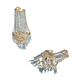 Pair Sconces Hot Air Balloon Bronze Crystal Style Louis XVI 55 cms
