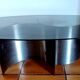 Table basse, acier brossé & verre circa 1970