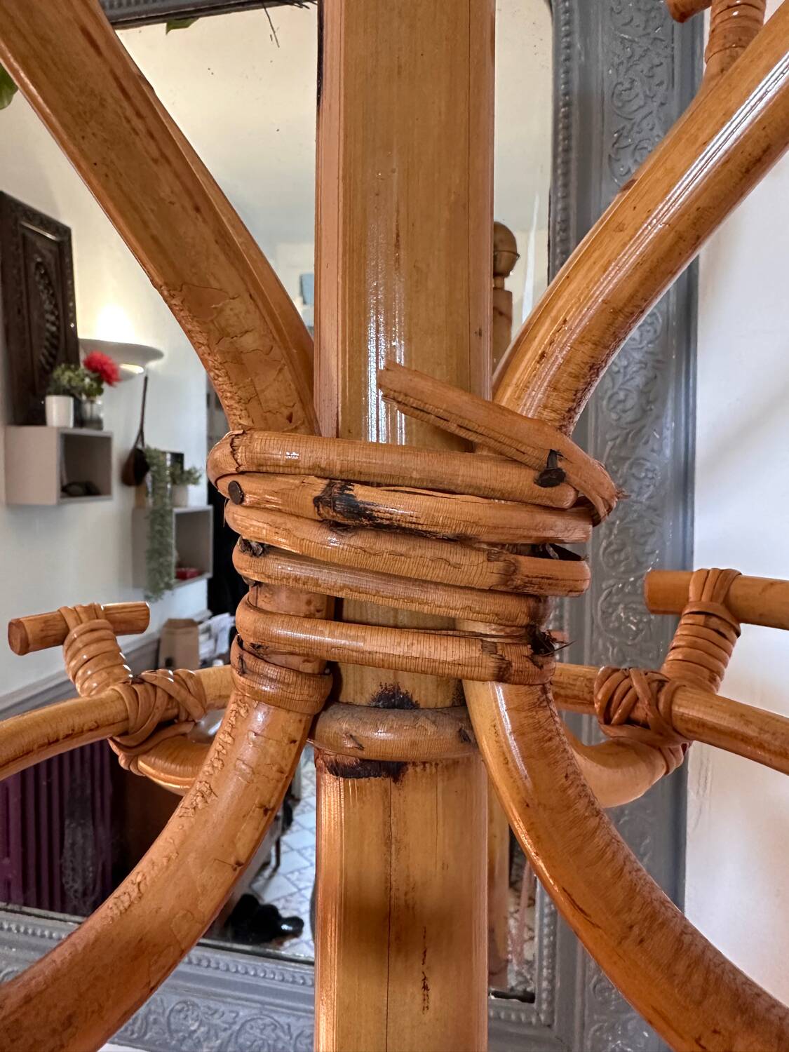 Vintage Rattan Parrot Coat Rack