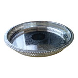 Silver metal serving top28 cm engraved decoration, openwork border