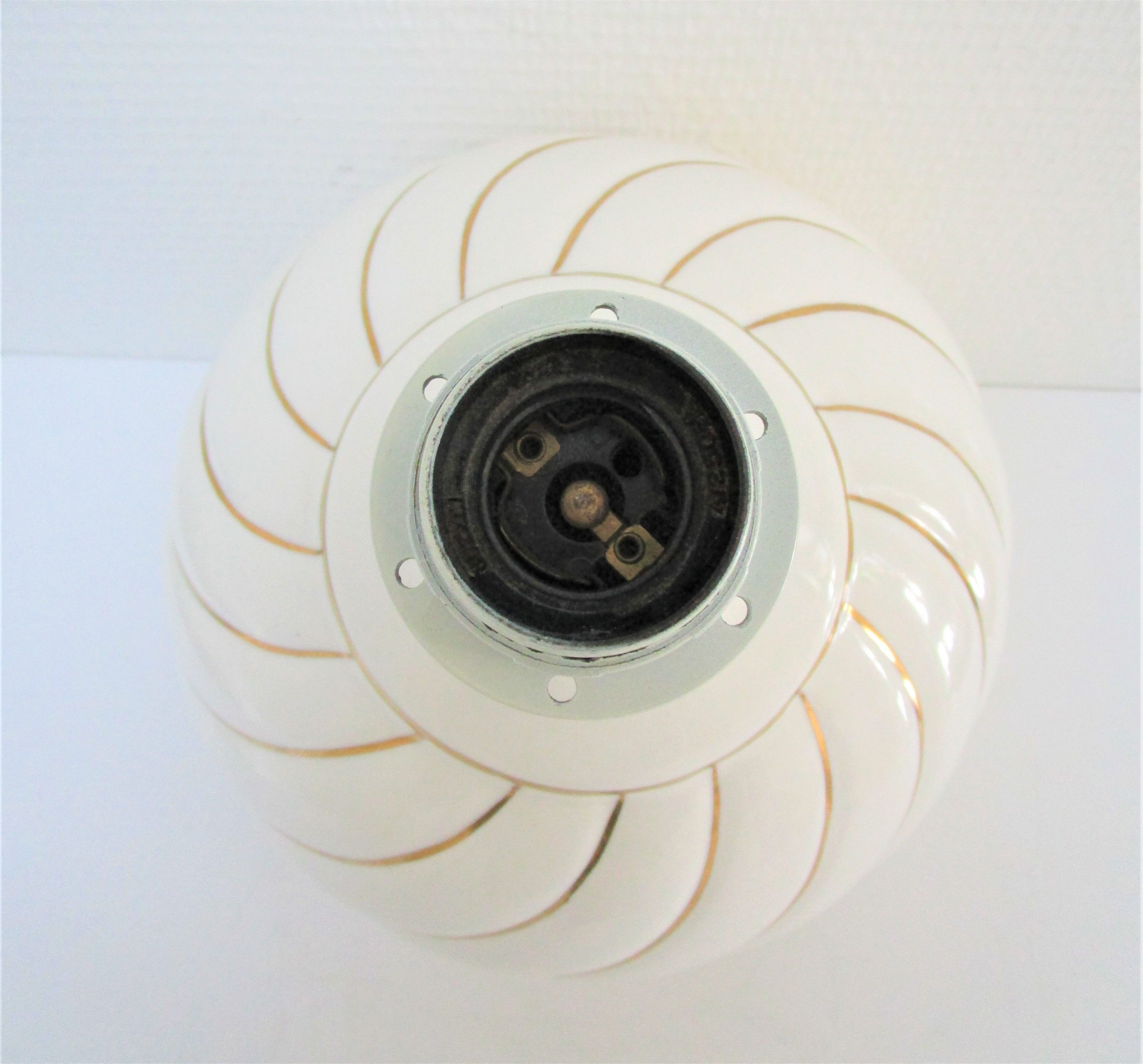 Ceramic lamp foot white and gold Italian design 80s