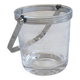 Clear glass ice bucket with an etched floral design