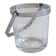 Clear glass ice bucket with an etched floral design