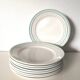 set of 8 Lunéville dessert plates, Regency model, green, white and gold