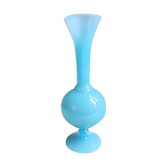 Soliflore vase in light blue opalin glass