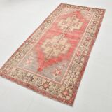 4x8 Red Cream Handmade Oriental Vintage Rug, 117x230Cm