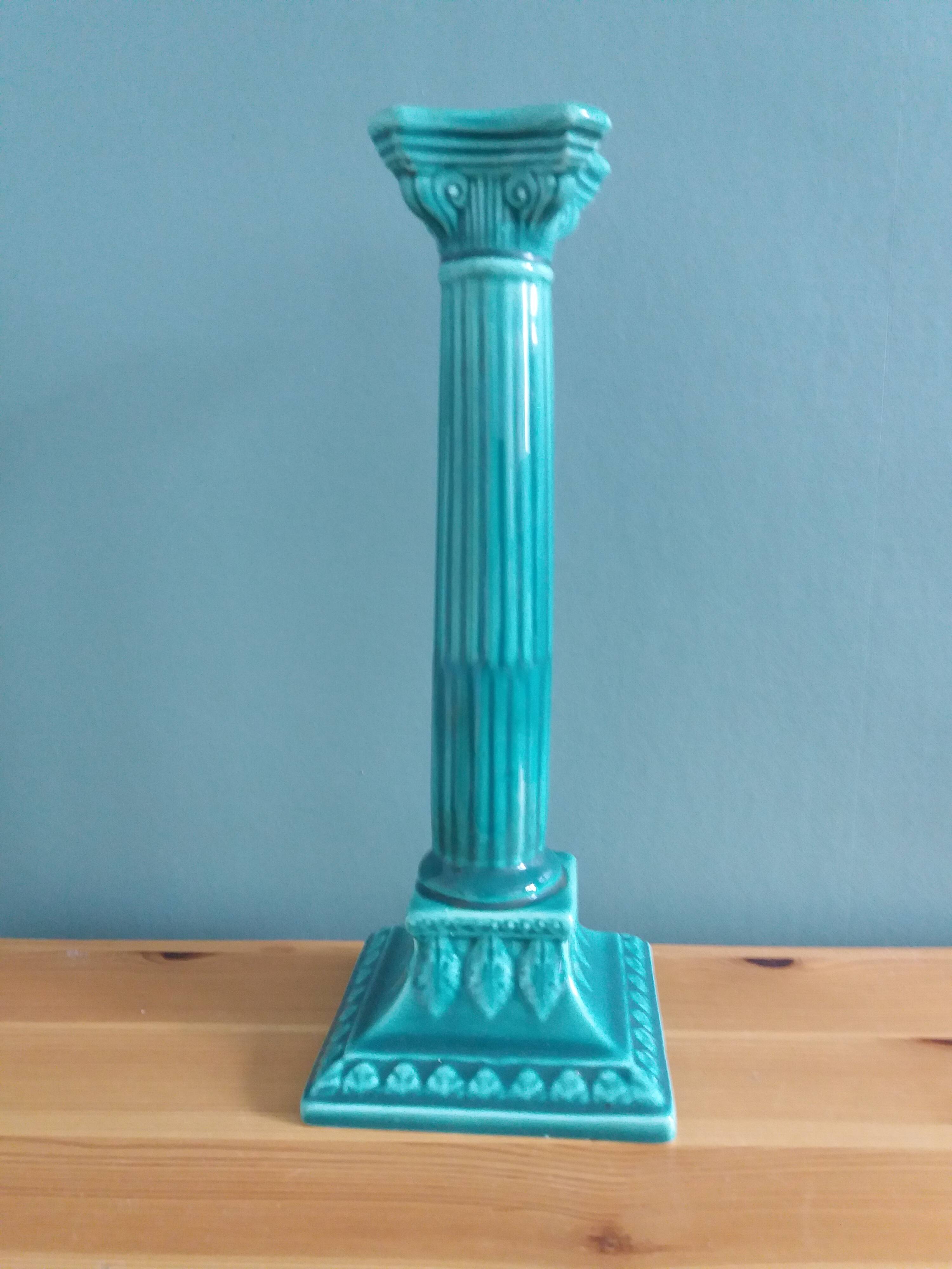 Niderviller emerald green column candle holder