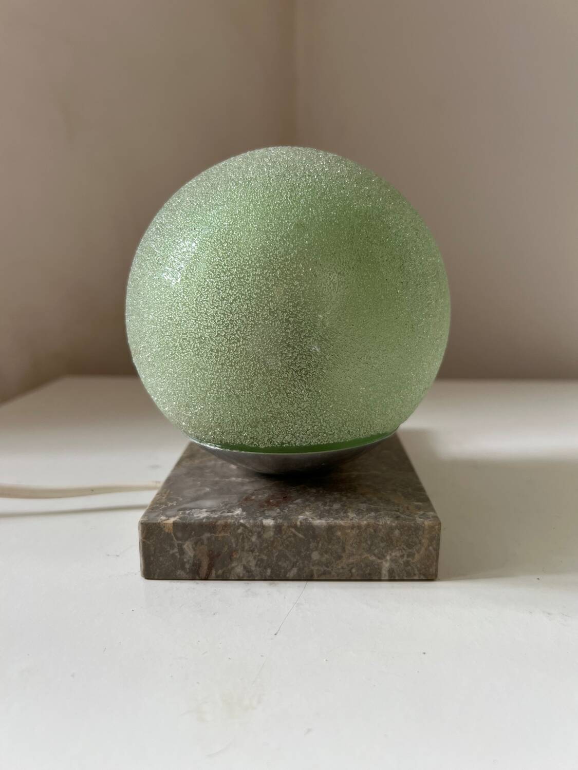 Art Deco marble granite glass globe ball table lamp