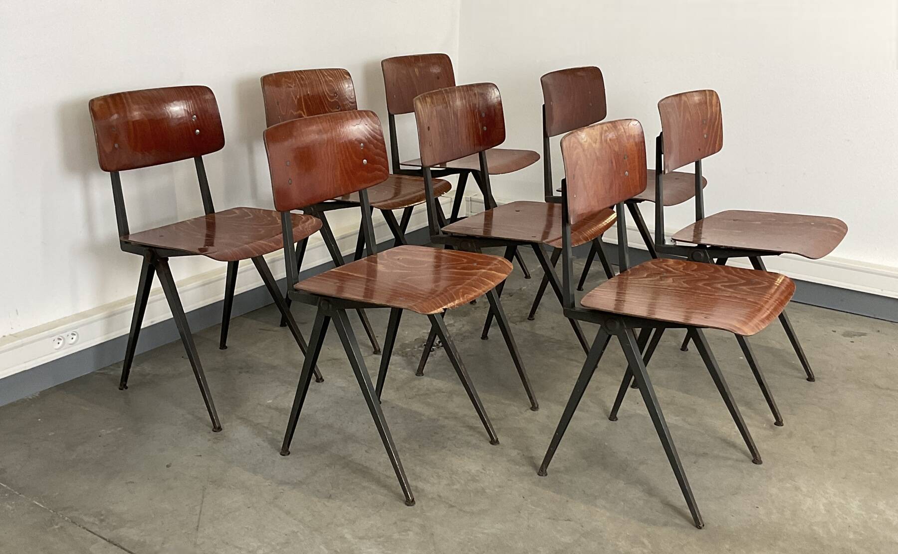 Lot de 8 chaises Spinstoel pour Marko années 60 Pays-Bas