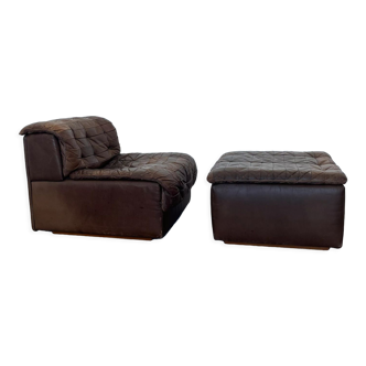 Fauteuil et ottoman DS-11 de De Sede, années 1970