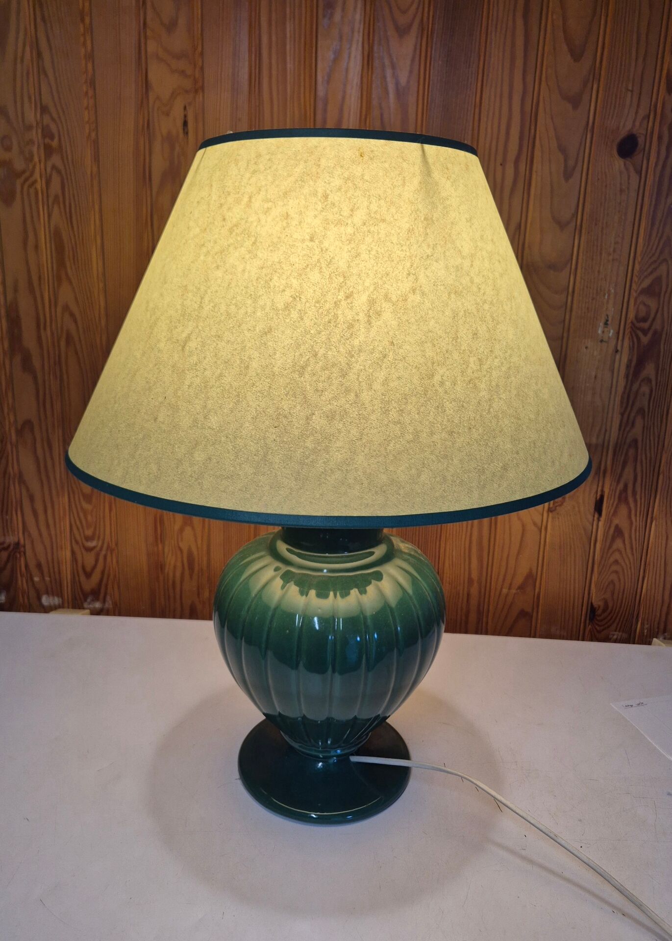 vintage green ceramic lamp Ibiza Robert de Schuytener light fixture