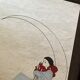 Old vintage collector mirror with drawing / silkscreen printing by Pierrot in the moonlight 70's 80's